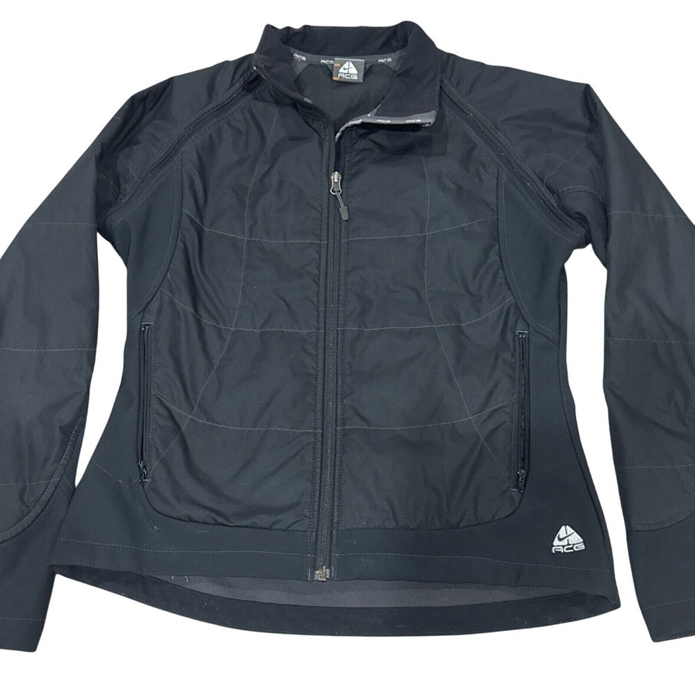 Nike‎ ACG Jacket Women Size Medium Black Soft Shell Windbreaker Running Full Zip
